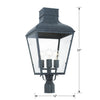 Crystorama-OPEN-BOX Dumont 3 Light Outdoor Post - Product Dimensions