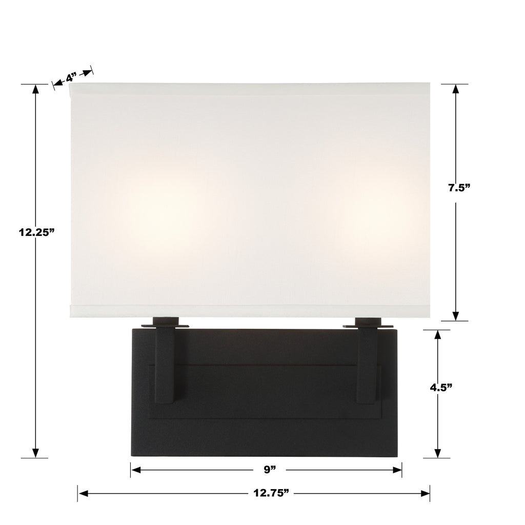 DUR-A3542-BF Durham 2 Light Sconce | Dimensions Image