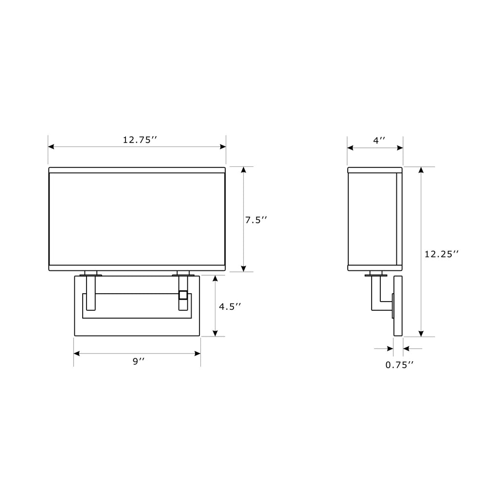 Crystorama-OPEN-BOX Durham 2 Light Sconce - Product Dimensions