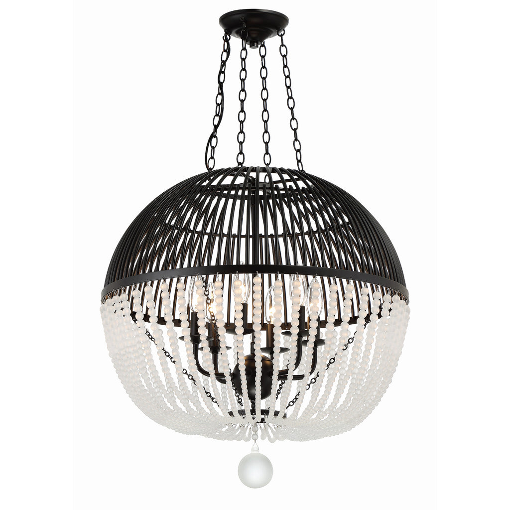 Crystorama Duval 21'' Pendant in Matte Black - Front View