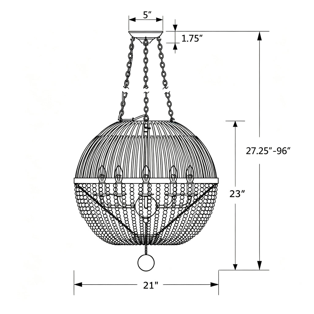 Crystorama Duval 21'' Pendant - Product Dimensions