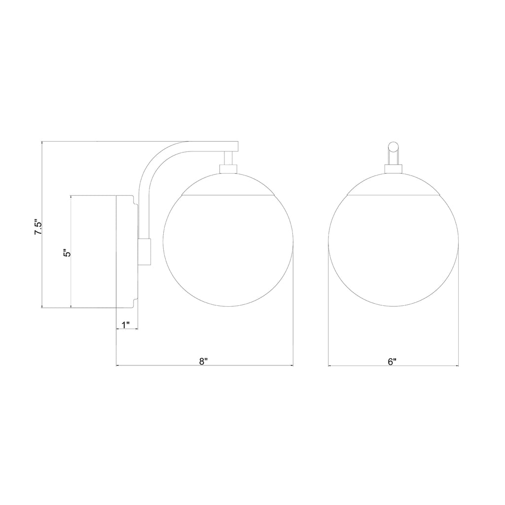 Crystorama Maverick 6'' Bathroom Vanity - Product Dimensions