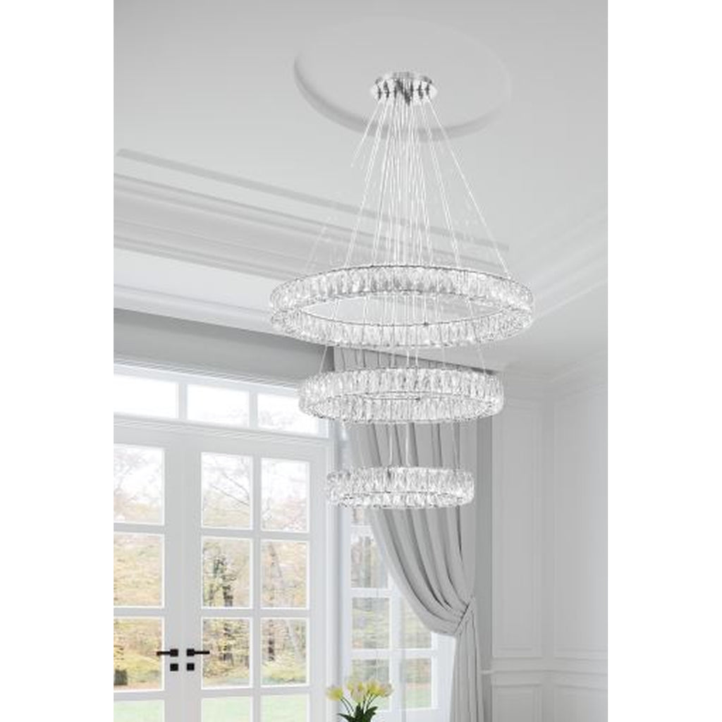 Crystorama Kinsley 32'' Integrated LED Chandelier in Polished Chrome - Lifestyle View