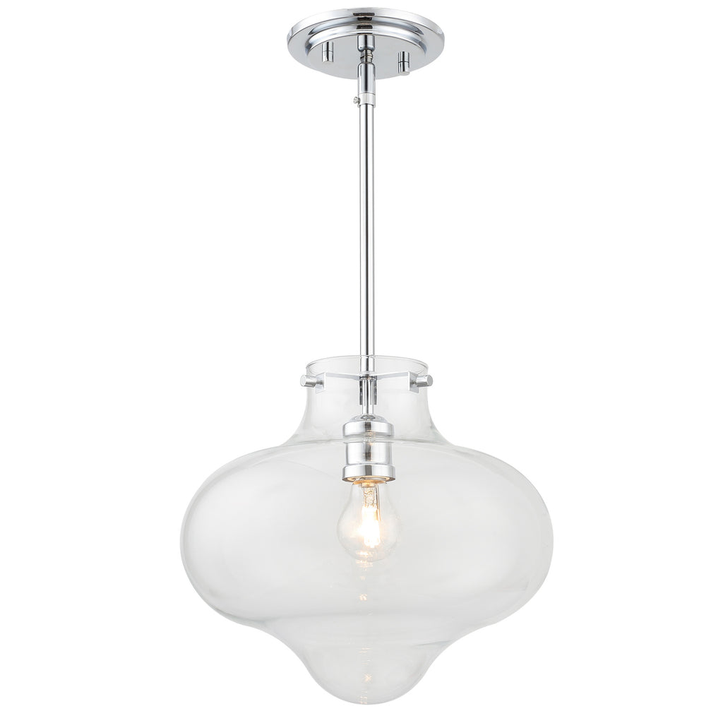 Crystorama Kai 12" Pendant in Polished Chrome - Front View