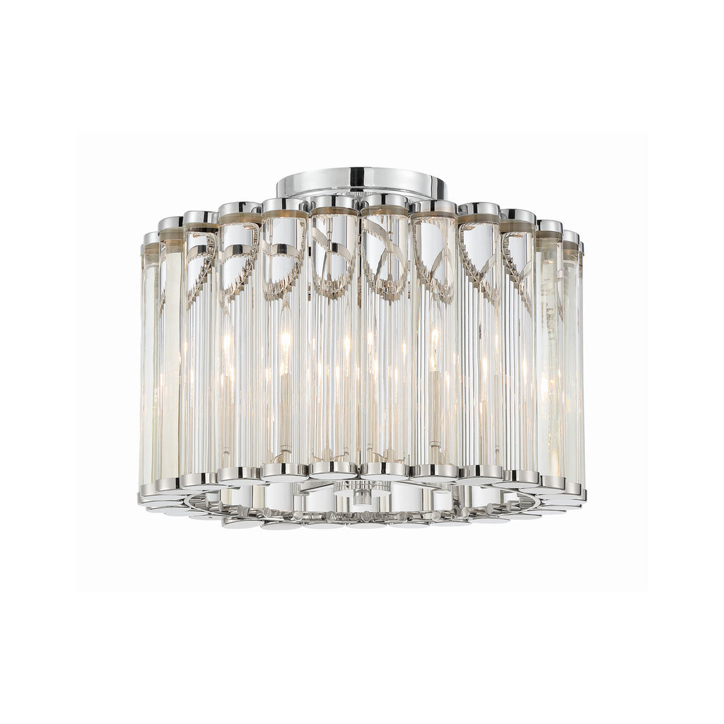 Crystorama Elliot 15.25'' Semi Flush Mount in Polished Nickel - Front View