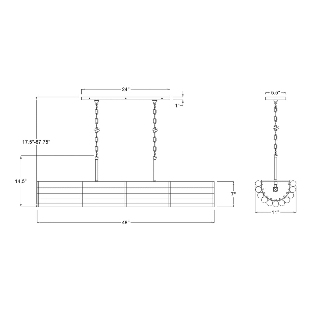 Crystorama Elliot 48'' Linear Chandelier - Product Dimensions