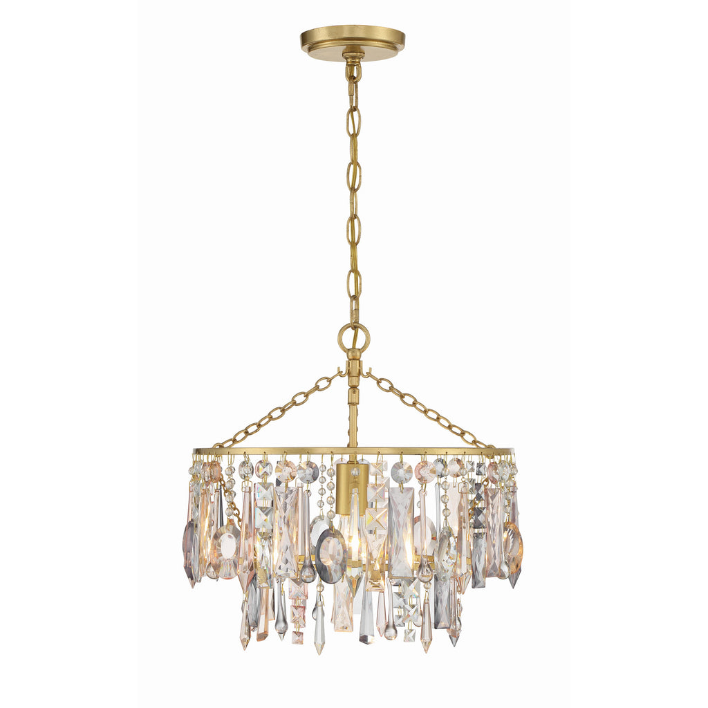 Crystorama Elsa 15'' Chandelier in Antique Gold - Front View