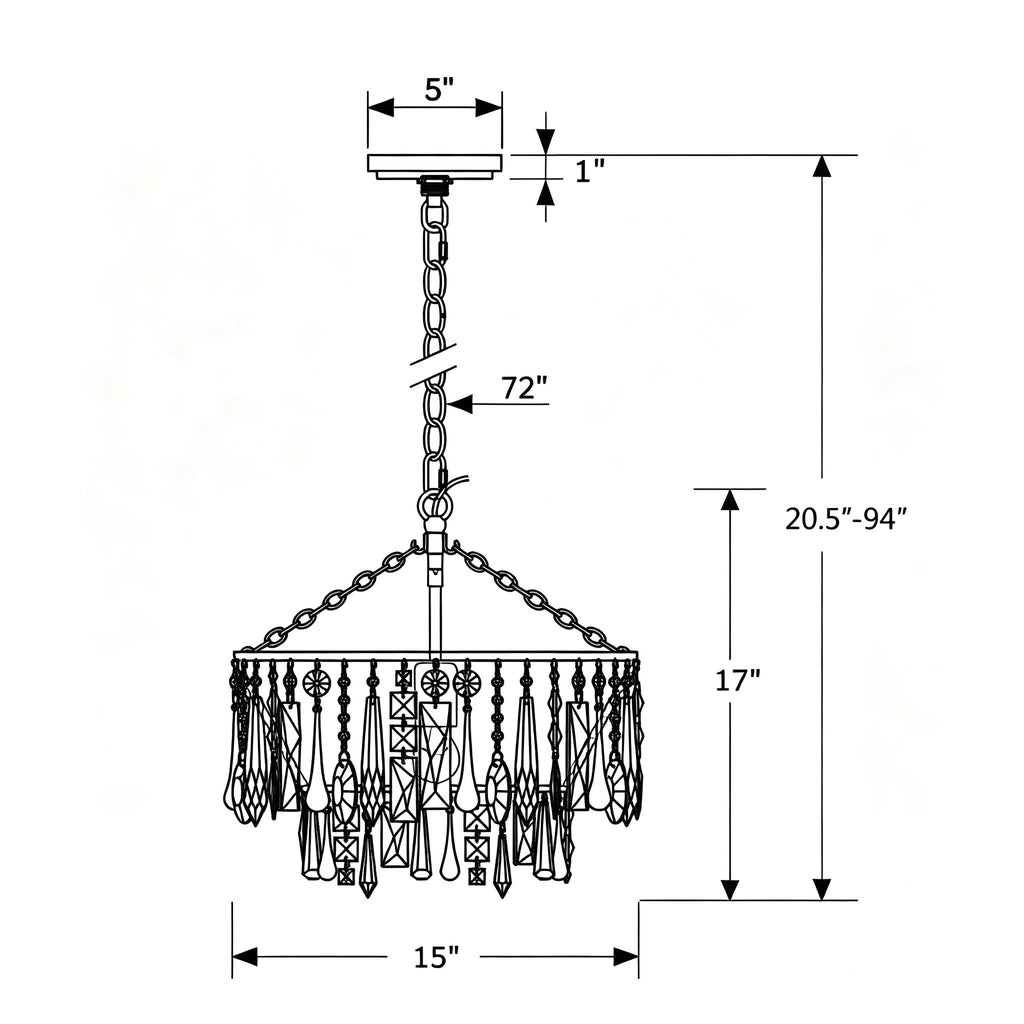 Crystorama Elsa 15'' Chandelier - Product Dimensions
