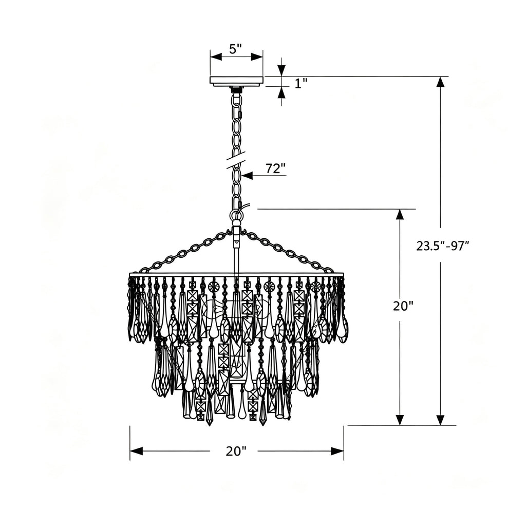 Crystorama Elsa 20'' Chandelier - Product Dimensions