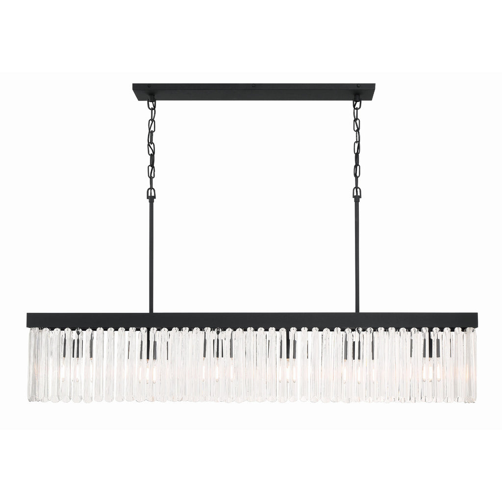Crystorama Emory 49'' Linear Chandelier in Black Forged - Front View