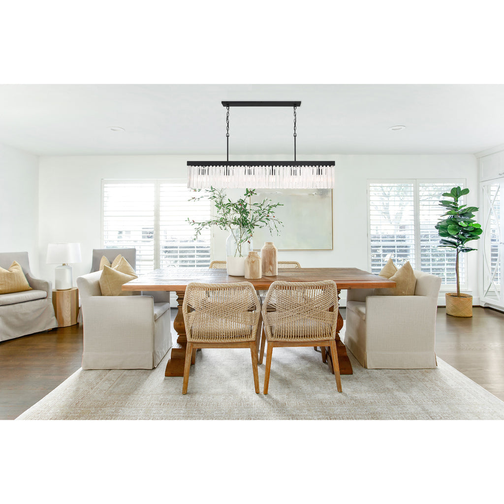 Crystorama Emory 49'' Linear Chandelier in Black Forged - Lifestyle View