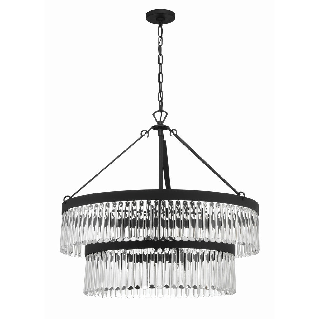 Crystorama Emory 32'' Chandelier in Black Forged - Additional View