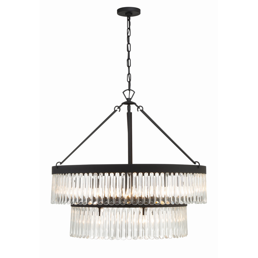 Crystorama Emory 32'' Chandelier in Black Forged - Additional View