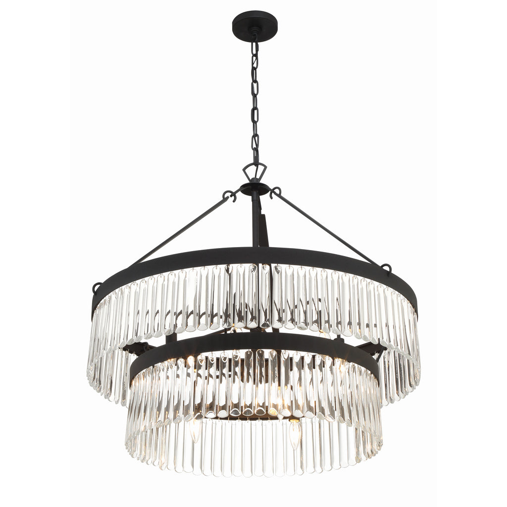 Crystorama Emory 32'' Chandelier in Black Forged - Additional View