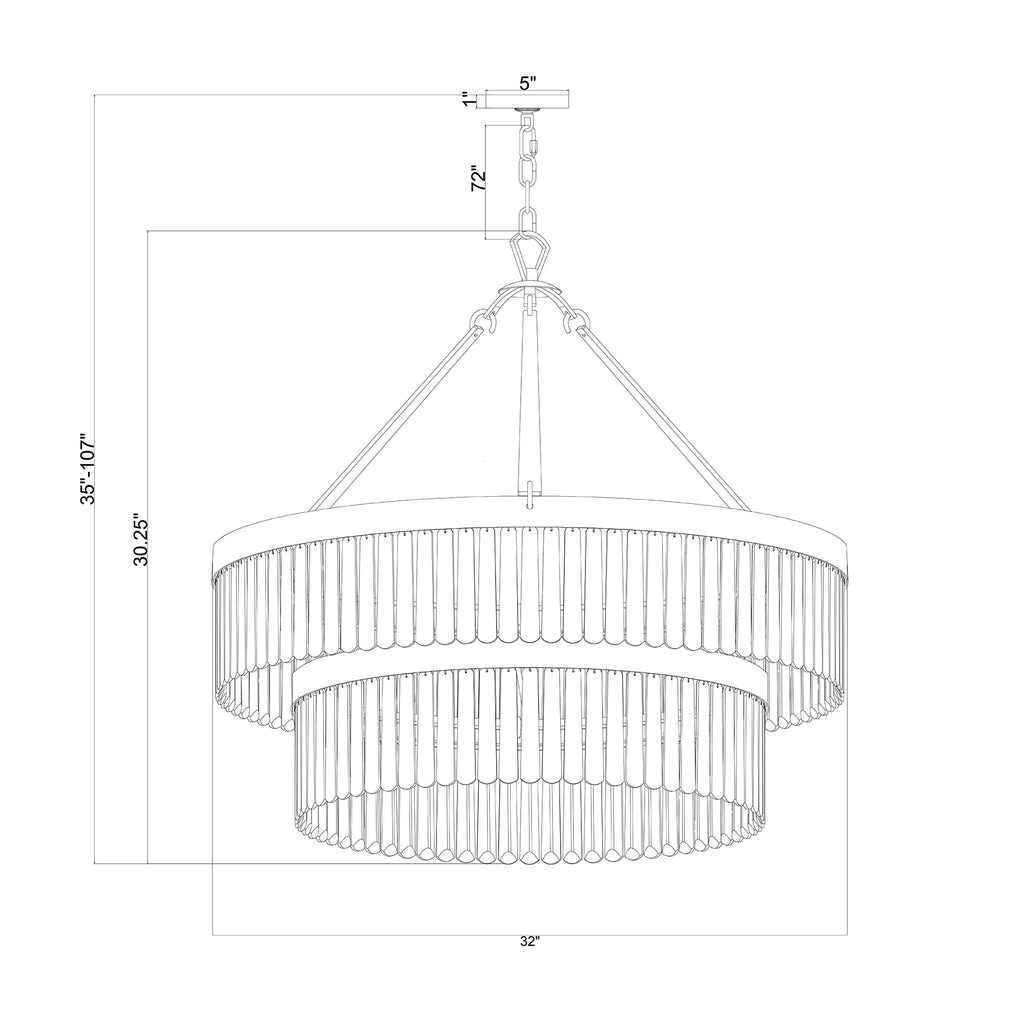Crystorama Emory 32'' Chandelier - Product Dimensions