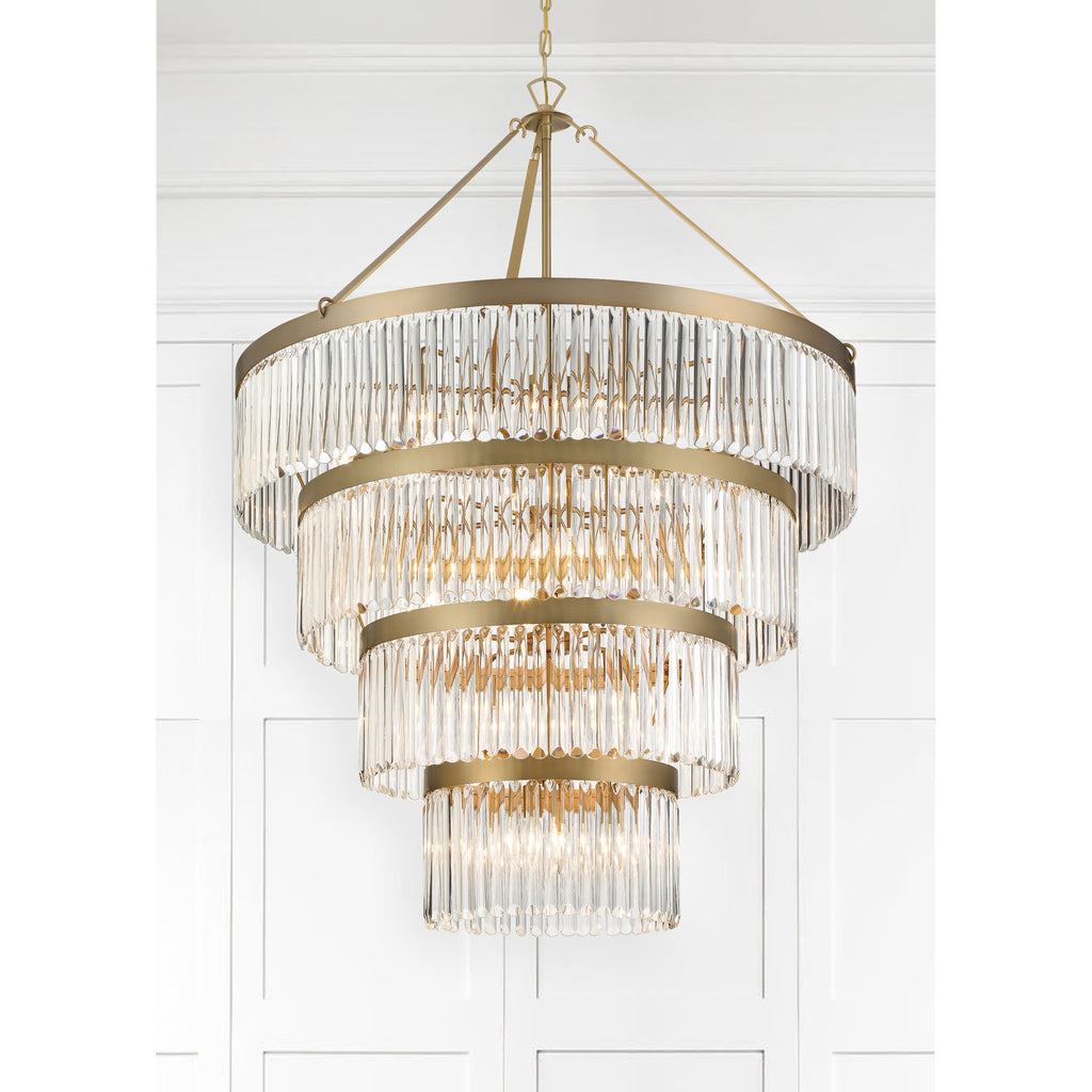 Crystorama Emory 40'' Chandelier in Modern Gold - Lifestyle View