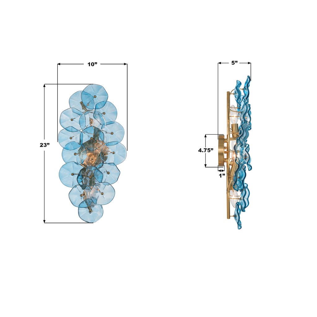 ESM-4001-AG-BL Esme 23'' Sconce | Dimensions Image