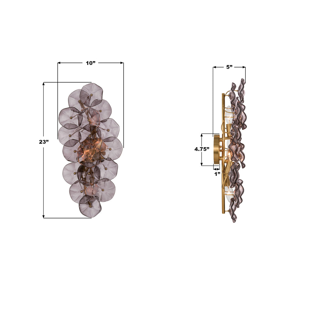 ESM-4001-AG-SM Esme 23'' Sconce | Dimensions Image