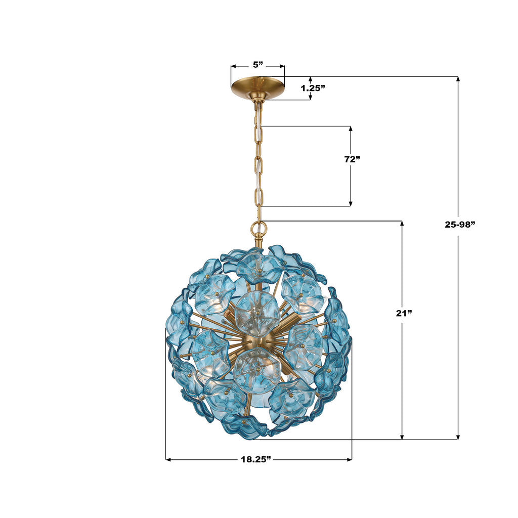 ESM-4005-AG-BL Esme 18.25'' Chandelier | Dimensions Image