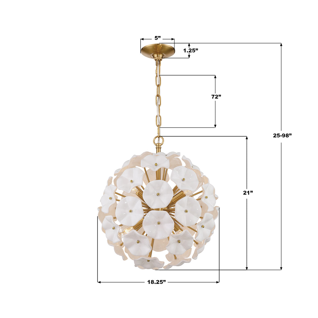 ESM-4005-AG-WH Esme 18.25'' Chandelier | Dimensions Image