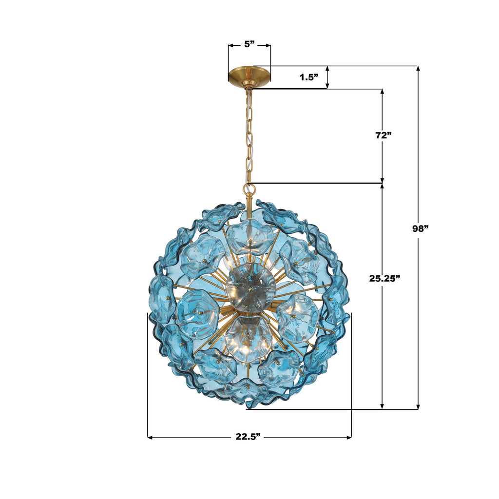 ESM-4006-AG-BL Esme 22.5'' Chandelier | Dimensions Image