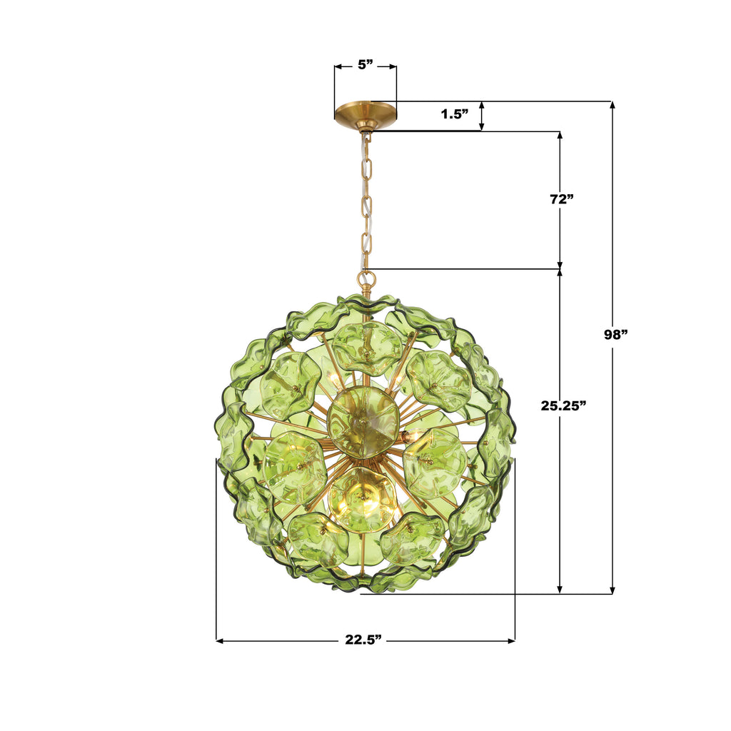 ESM-4006-AG-GR Esme 22.5'' Chandelier | Dimensions Image