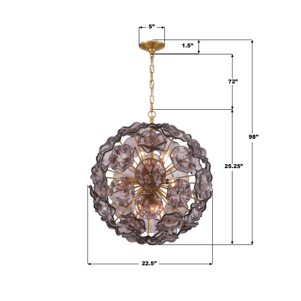 ESM-4006-AG-SM Esme 22.5'' Chandelier | Dimensions Image