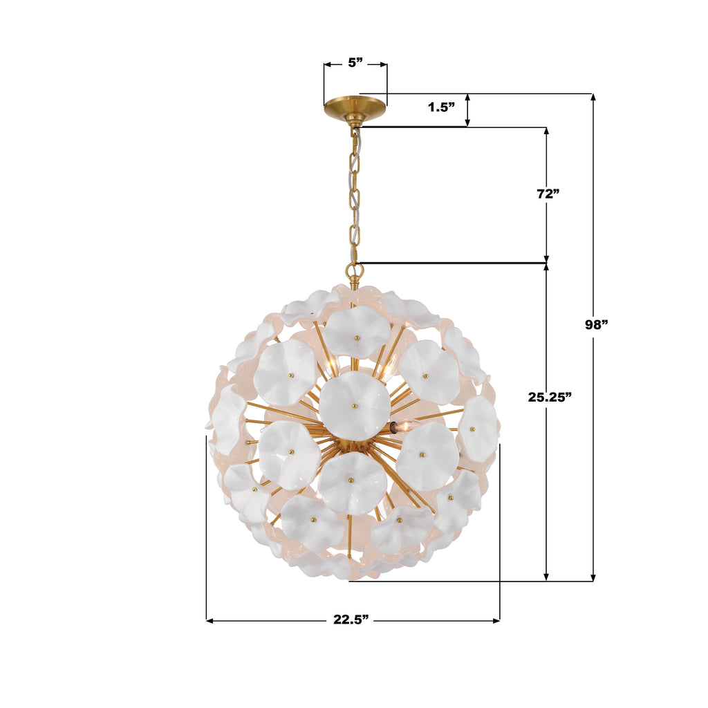 ESM-4006-AG-WH Esme 22.5'' Chandelier | Dimensions Image