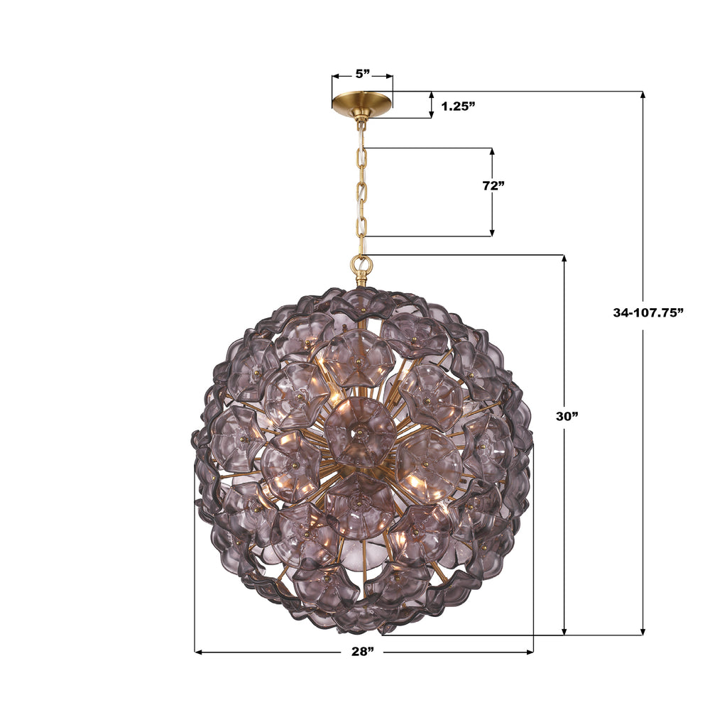 ESM-4009-AG-SM Esme 28'' Chandelier | Dimensions Image