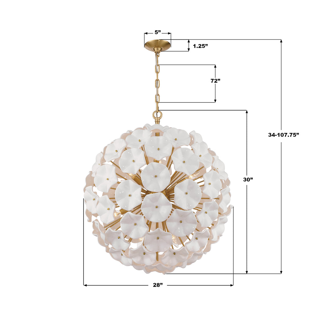 ESM-4009-AG-WH Esme 28'' Chandelier | Dimensions Image