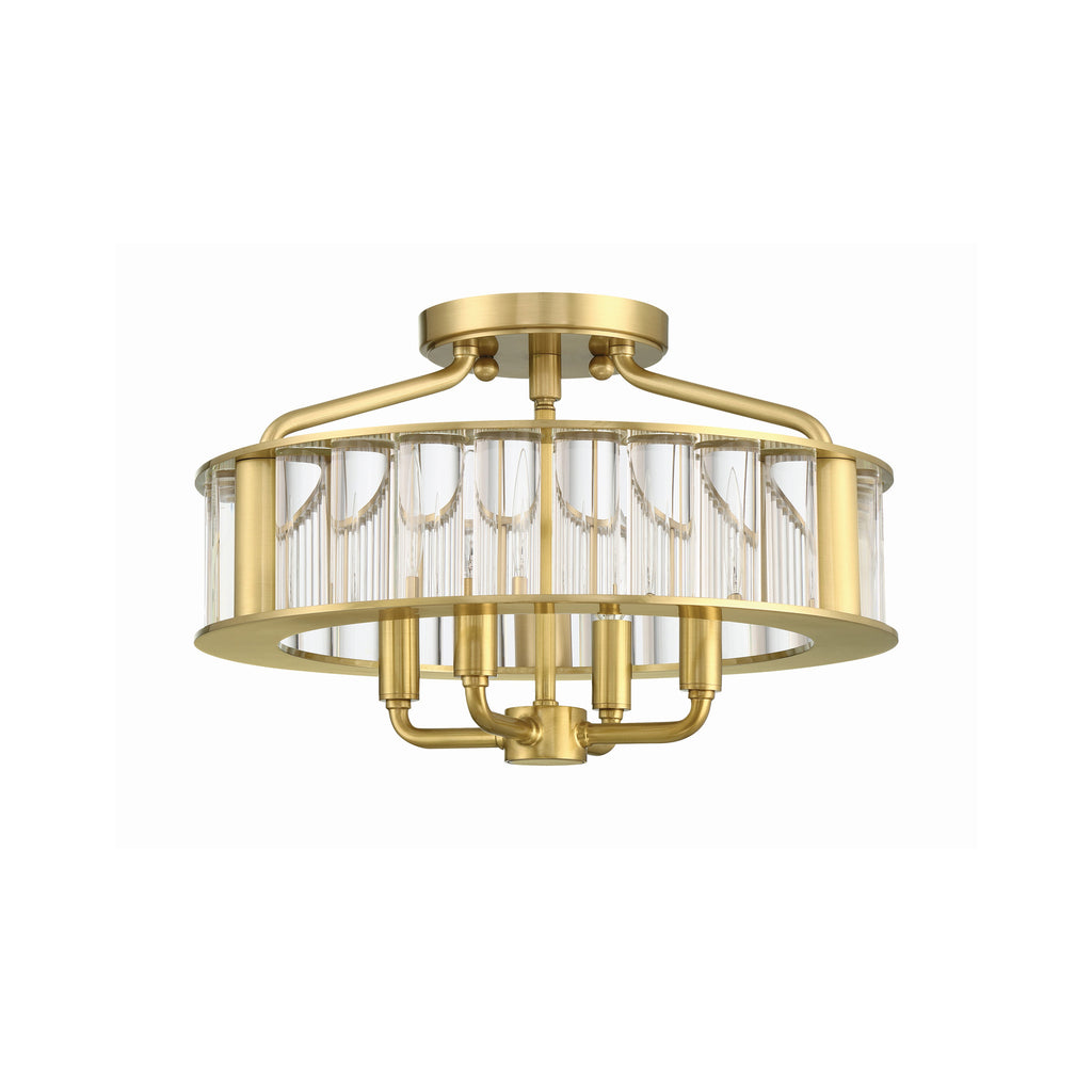 Crystorama Farris 16.5'' Semi Flush Mount in Aged Brass - Additional View