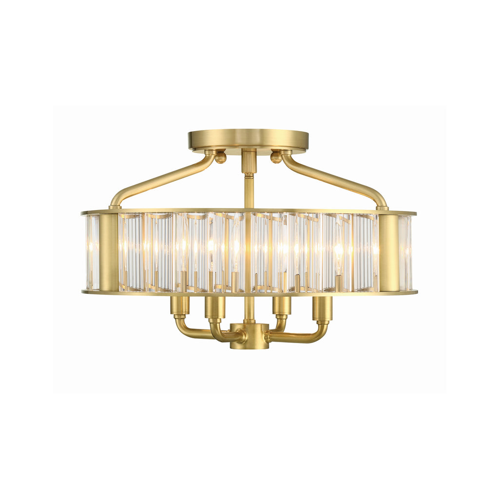 Crystorama Farris 16.5'' Semi Flush Mount in Aged Brass - Additional View