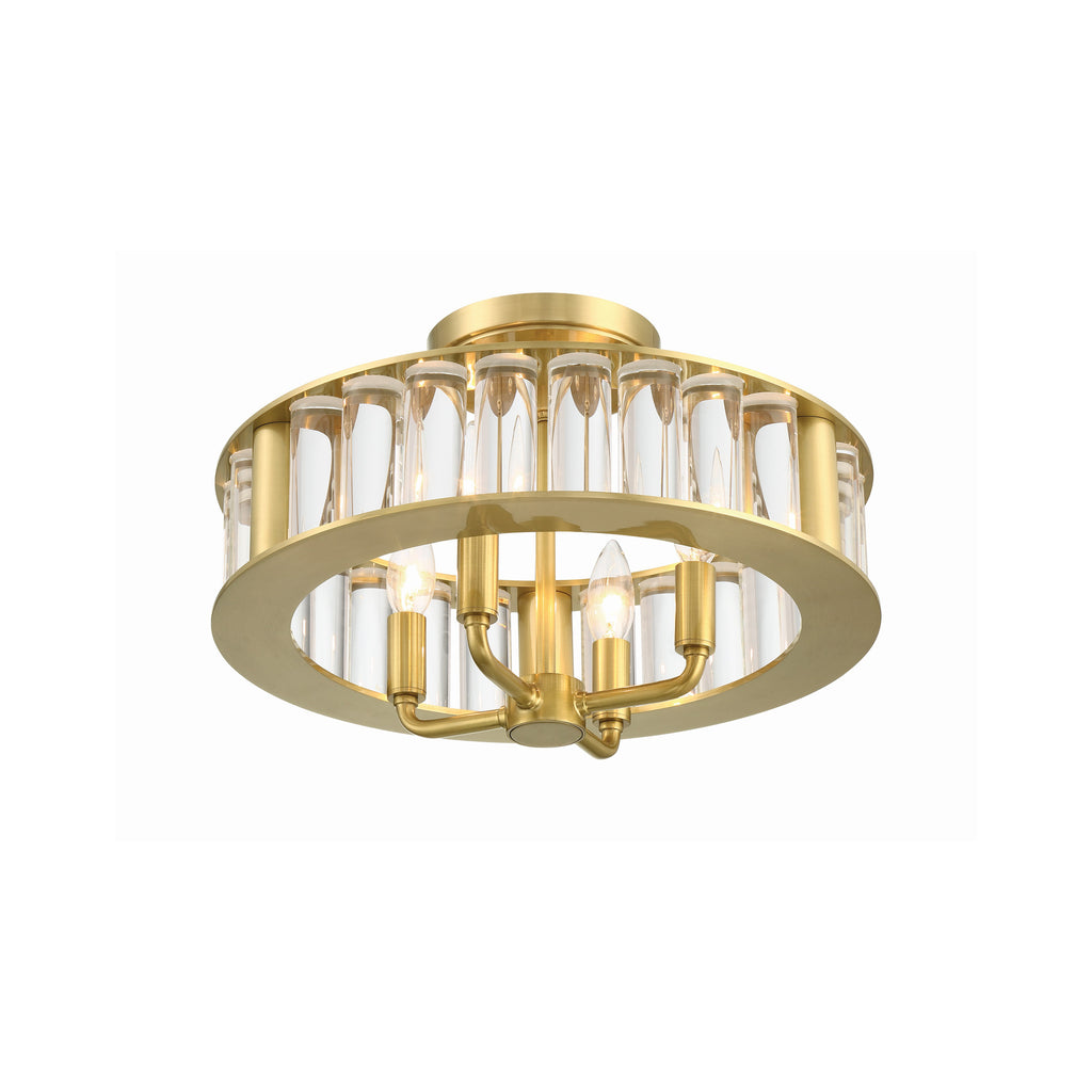 Crystorama Farris 16.5'' Semi Flush Mount in Aged Brass - Additional View