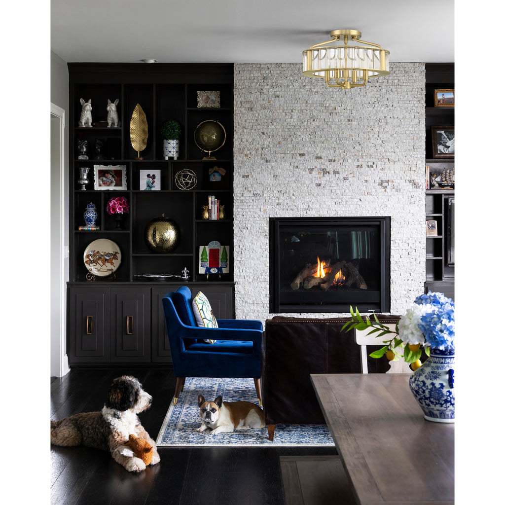 Crystorama Farris 16.5'' Semi Flush Mount in Aged Brass - Lifestyle View