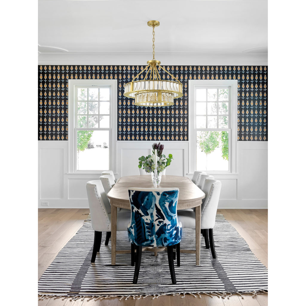 Crystorama Farris 24.5'' Chandelier in Aged Brass - Lifestyle View