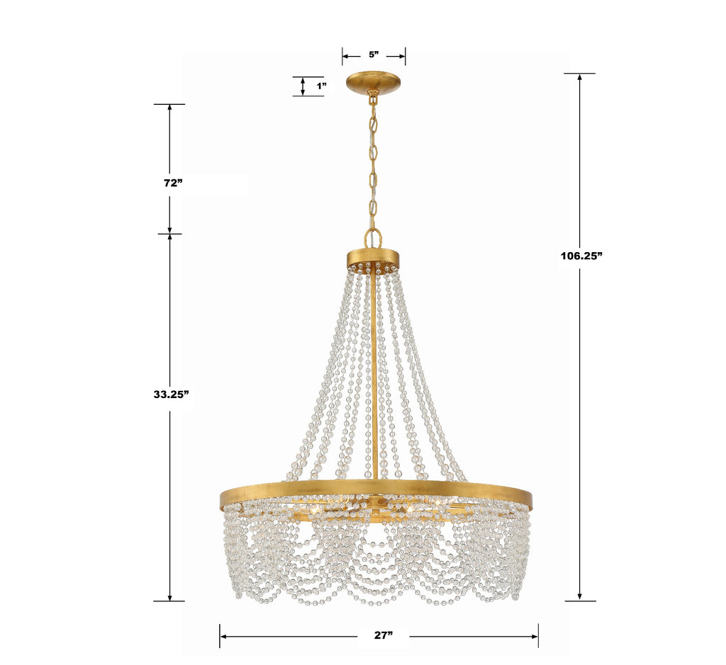 FIO-A9104-GA-CL Fiona 4 Light Chandelier | Dimensions Image