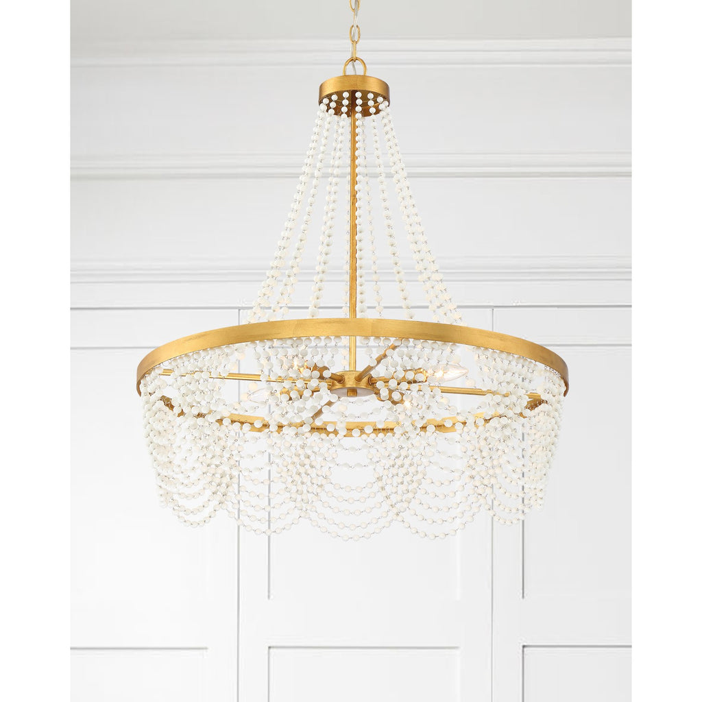 Crystorama Fiona 27'' Chandelier in Antique Gold - Lifestyle View