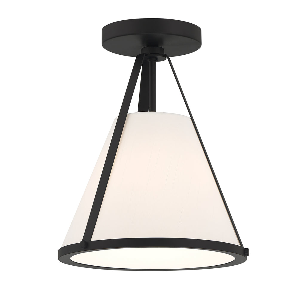 Crystorama Fulton 9.25'' Semi Flush Mount in Black - Front View