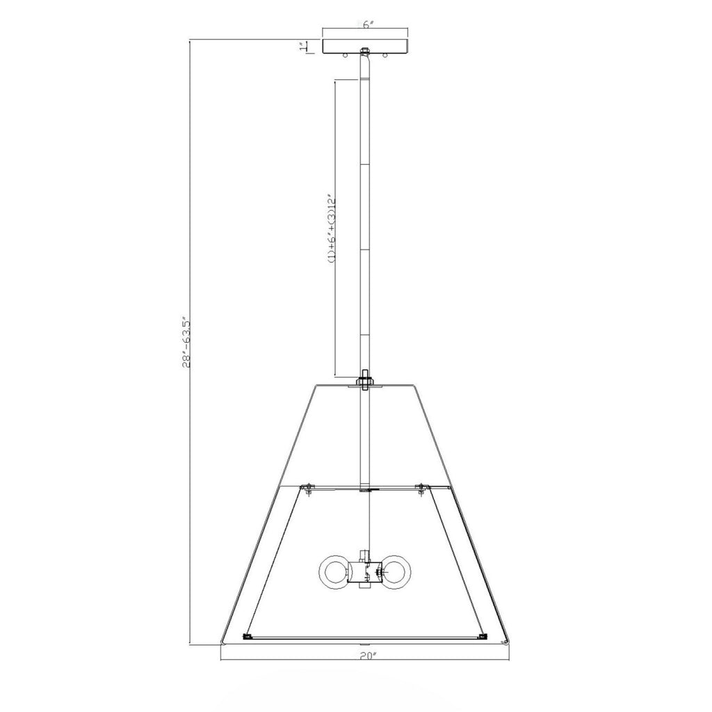 Crystorama Fulton 20'' Pendant - Product Dimensions