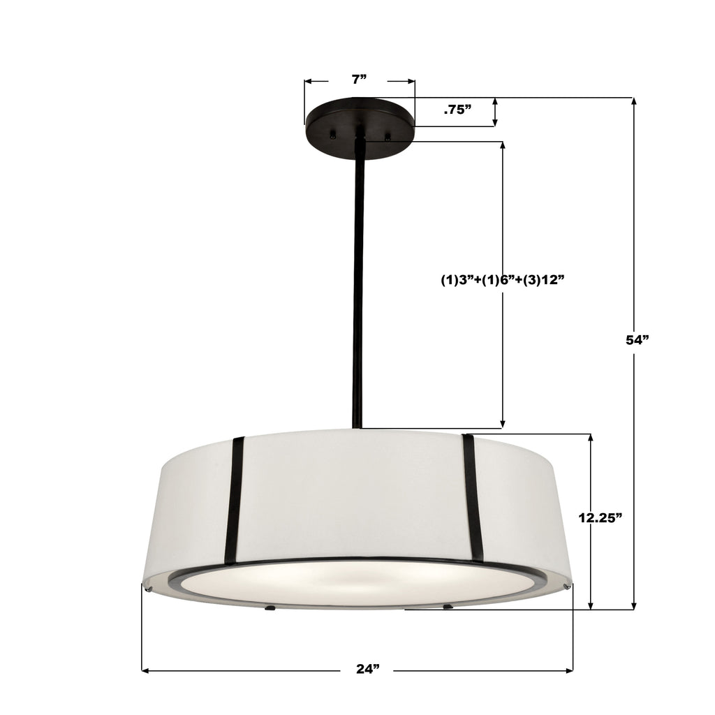 FUL-907-BK Fulton 24'' Pendant | Dimensions Image