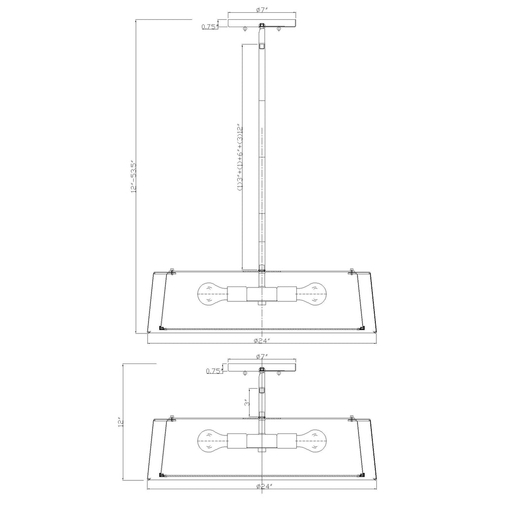 Crystorama Fulton 24'' Semi Flush Mount - Product Dimensions