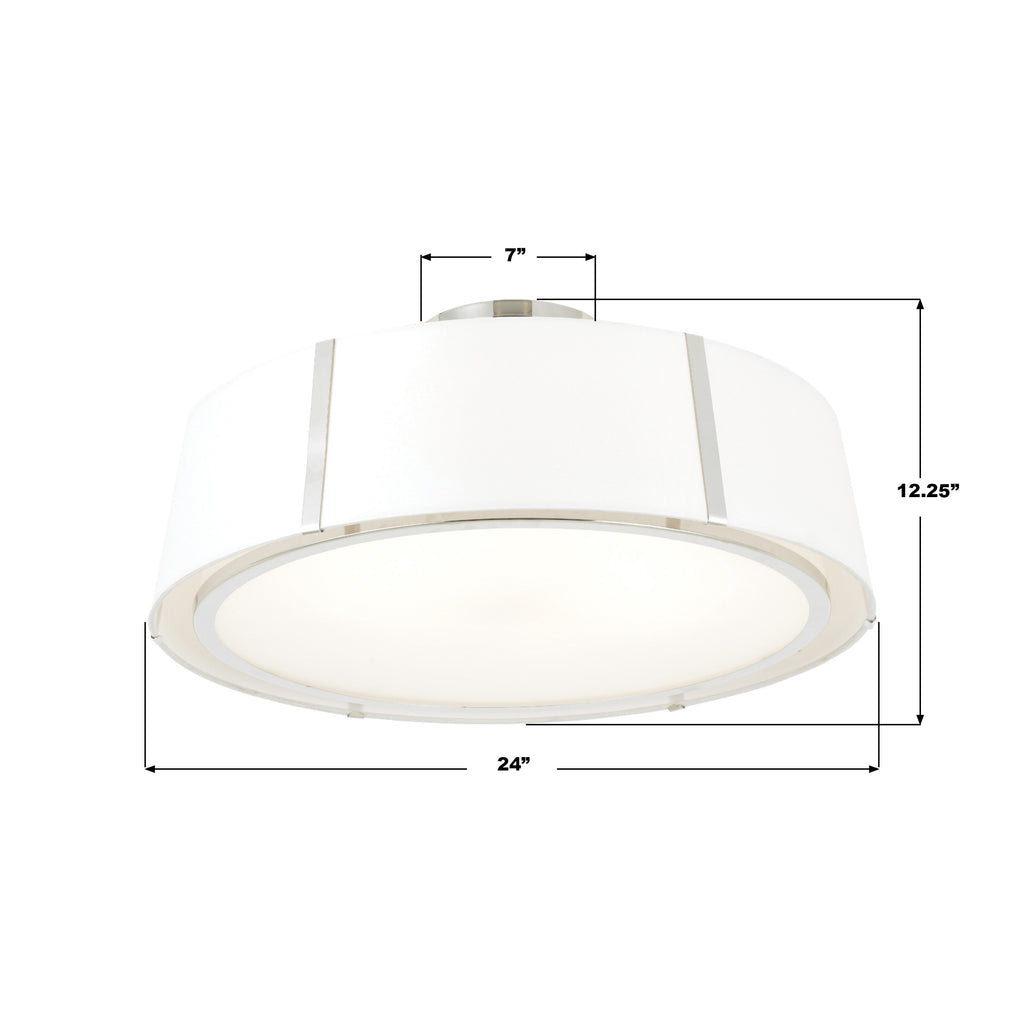 FUL-907-PN_CEILING Fulton 24'' Semi Flush Mount | Dimensions Image