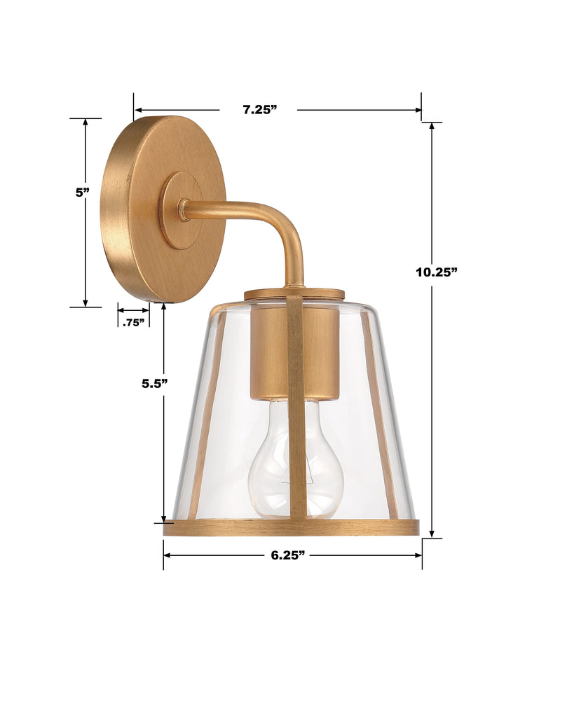 FUL-911-GA-CL Fulton 1 Light Sconce | Dimensions Image