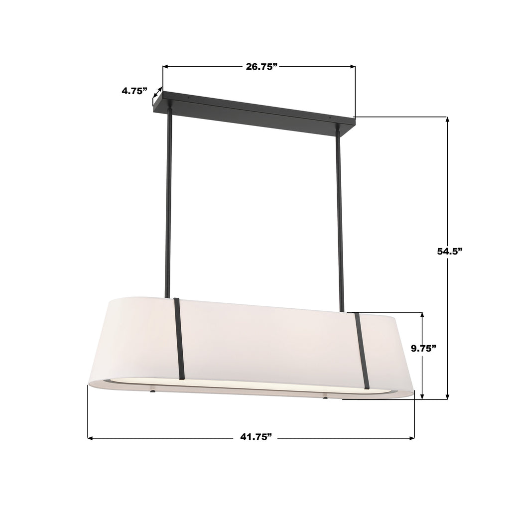 Crystorama Fulton 41.75'' Linear Oval Chandelier - Product Dimensions