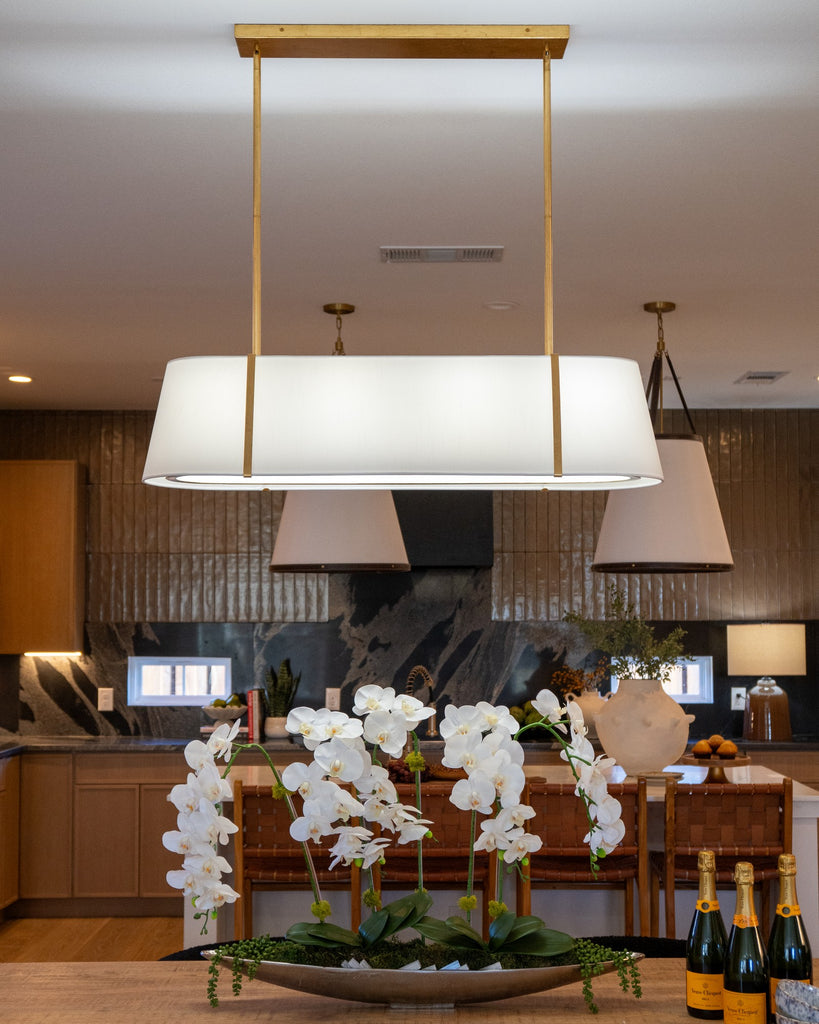 Crystorama Fulton 41.75'' Linear Oval Chandelier in Antique Gold - Lifestyle View