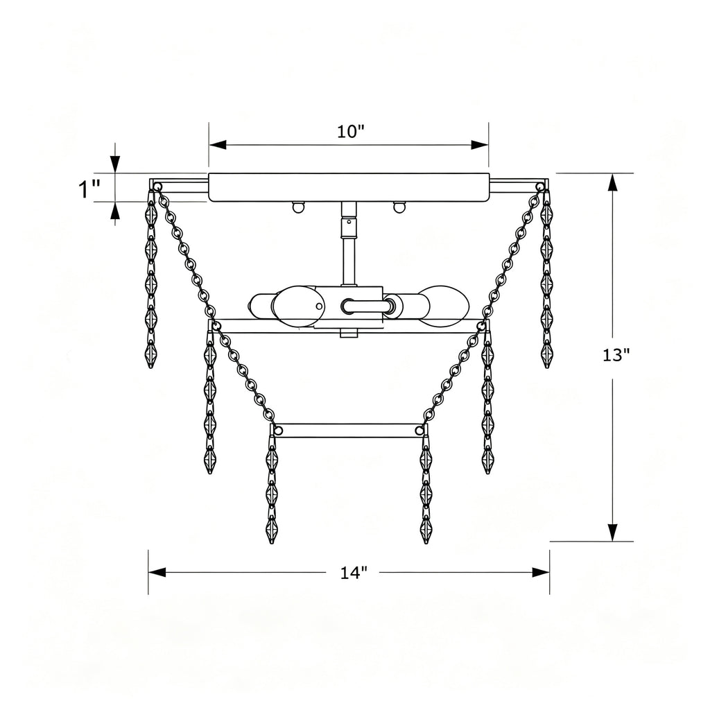 Crystorama Gabrielle 14" Flush Mount - Product Dimensions