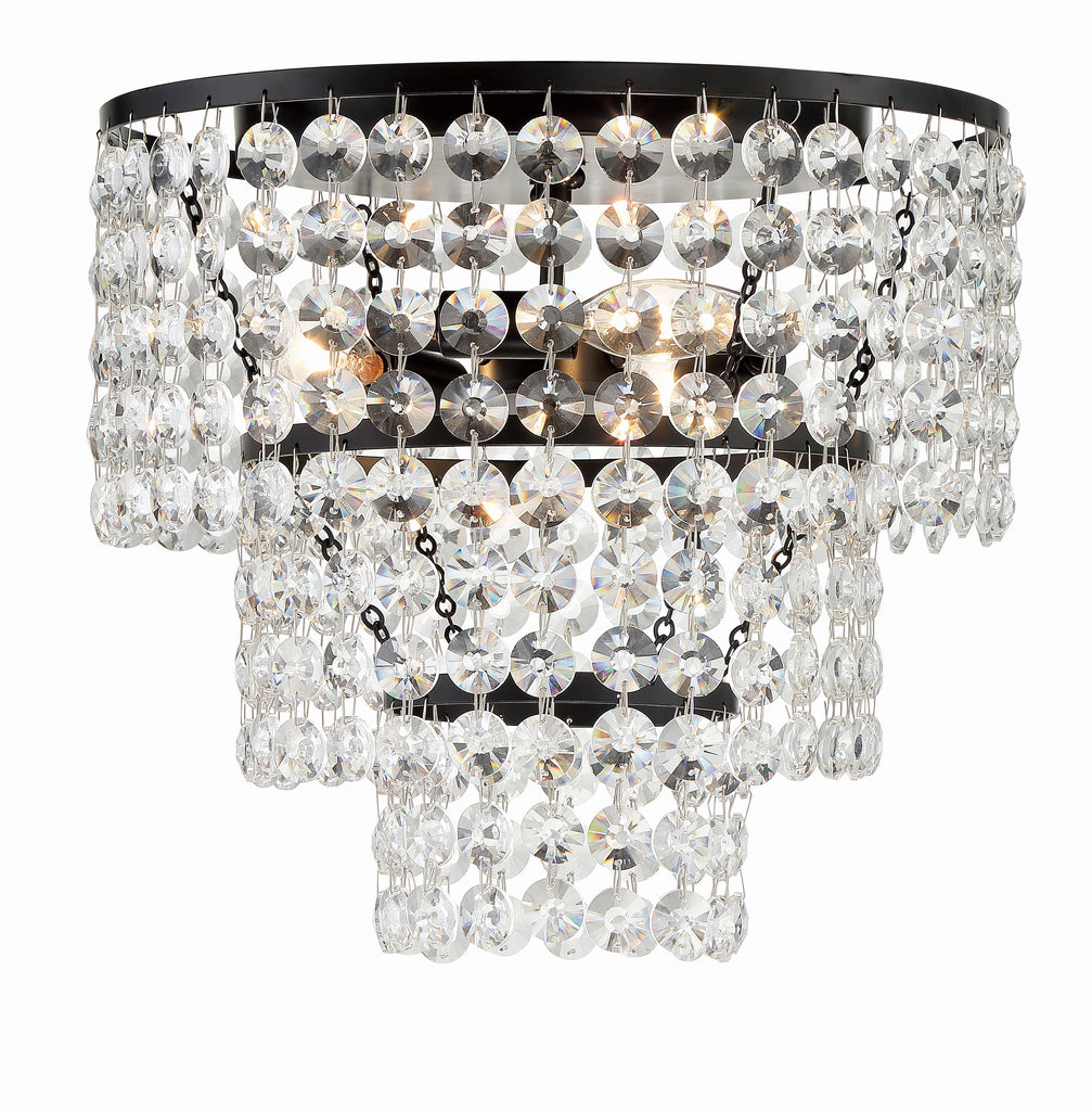 Crystorama Gabrielle 14" Flush Mount in Matte Black - Front View