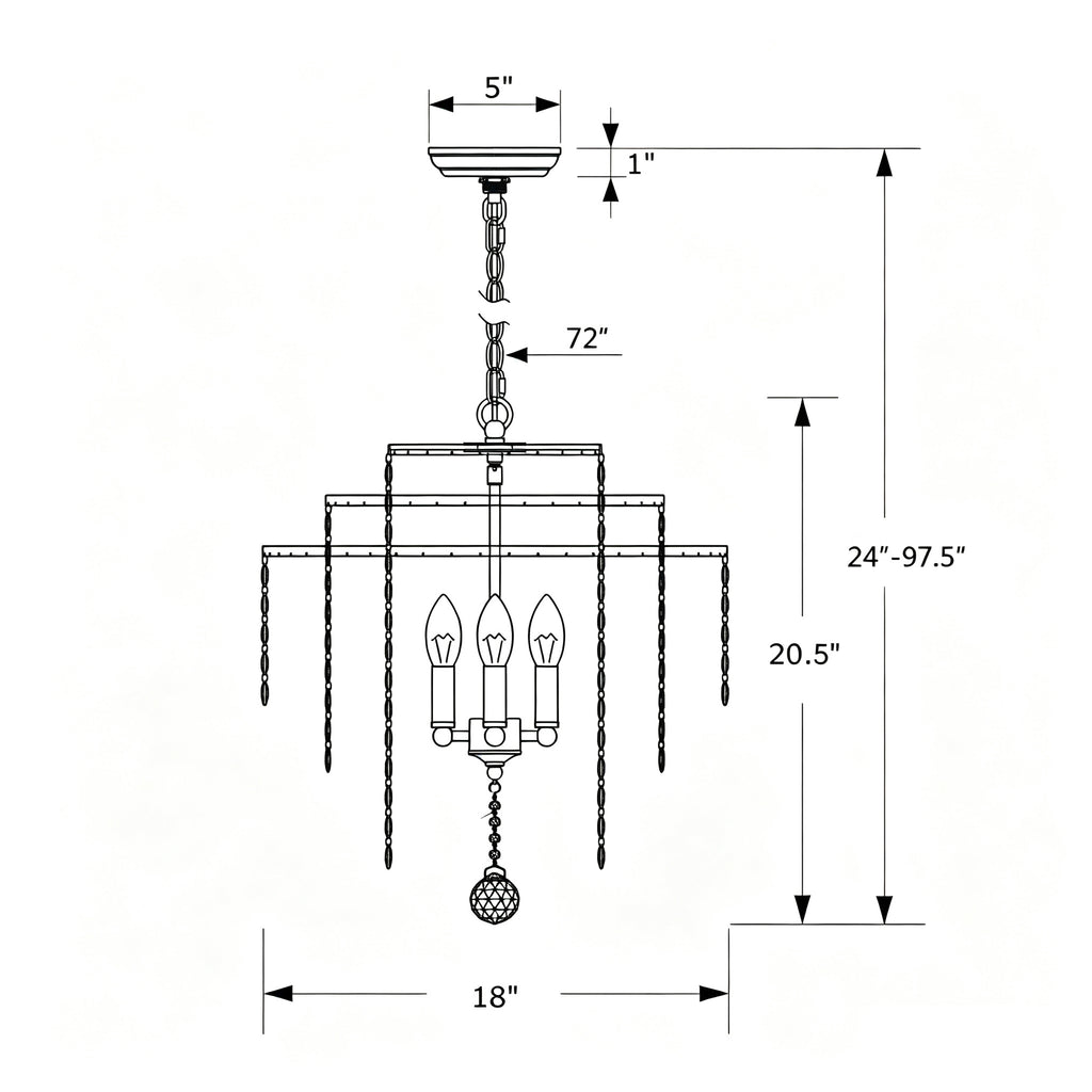 Crystorama Gabrielle 18'' Chandelier - Product Dimensions