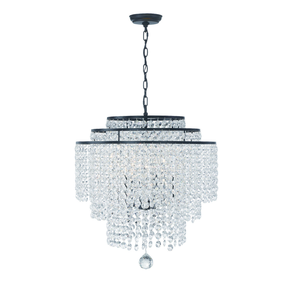 Crystorama Gabrielle 22'' Chandelier in Matte Black - Front View