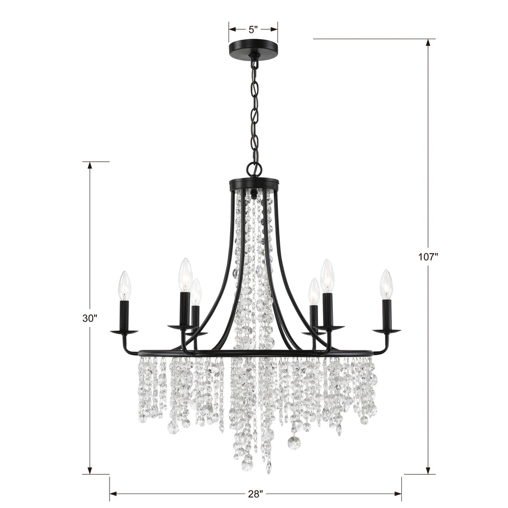 GAB-B7306-MK Gabrielle 6 Light Chandelier | Dimensions Image